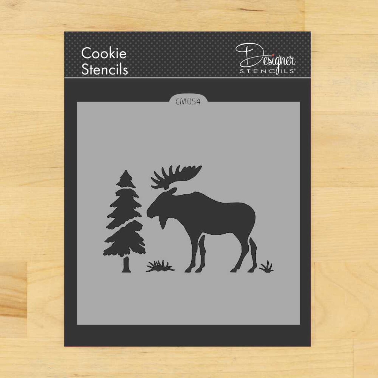 Moose Cookie & Craft Stencil | CM054 by Designer Stencils | Cookie Decorating Tools | Baking Stencils for Royal Icing, Airbrush, Dusting Powder | Craft Stencils for Canvas, Paper, Wood | Reusable Food Grade Stencil
